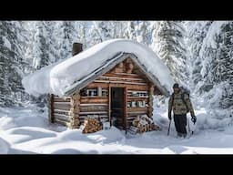 SURVIVAL CABIN in the WINTER WOODS | ABANDONED HUNTER'S LOG CABIN