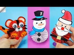 3 DIY christmas moving toys | Easy paper crafts | 5 minute crafts christmas