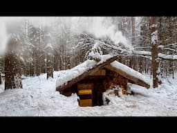 The Shelter Helped Me SURVIVE the WINTER NIGHT. Warm Log Cabin Underground