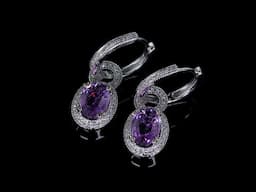 NATURAL Purple Pink Fancy Sapphire Diamond Huggie Hoop Earrings 2.69 tcw 14k White Gold UNHEATED