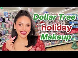 Dollar Tree Holiday Full Face Makeup Look 🤑 $1.25 Makeup Deals 🎁