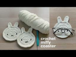 beginner-friendly how to crochet cute bunny miffy drinks coaster 🐰 easy fast project what to crochet