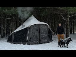 Is This The BEST Hot Tent? Camping Alone in Michigan Winter Snowstorm