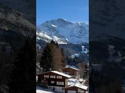 Snow covered mountains in Wengen Switzerland 🇨🇭 #shorts #ytshorts