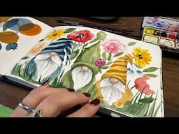 Replay Watercolor Journal Day 80 (Garden Gnomes)