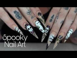 Cute But Spooky Halloween Nail Art | Hand Painted Tutorial