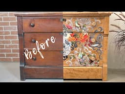 Hand Painting with Chalk Paint +  Stencilling with Glass Bead Gel  |  Wood Dresser Makeover Part 2