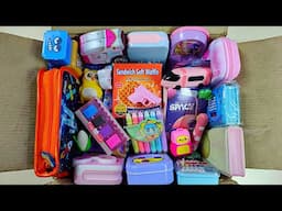 Stationery Haul - box full of stationery items, pencil box, stationery collection, eraser, toy, pens