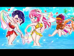 Swimming Class - Anna x Lisa With Edward vs. Alex | Gacha Life | Rainbow Z Multiverse