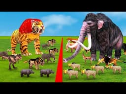 10 ARBS Prehistoric Mammals vs ARK Prehistoric Animals Tiger vs vs Woolly Mammoth Animal Epic Battle