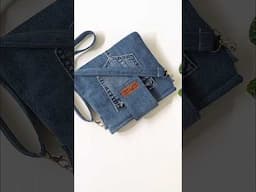 Turn old jeans into a crossbody bag.🩶 #shorts #diy #sewing #upcycling