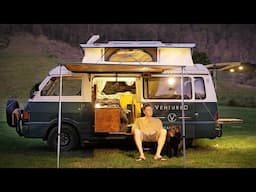 THIS CAMPING VAN has got it ALL [ Cozy SOLO relaxing at a Rain Forest Creek, Van Life ASMR]