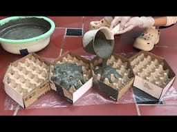 How to make a cute cement plant pot made from an egg tray