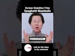 Korean Grandma Eating spaghetti meatballs 🤤 For The First Time #shorts