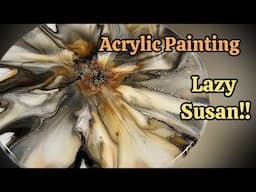 459. Lazy Susan Warping?? Try this! Acrylic Painting #acrylicpouring