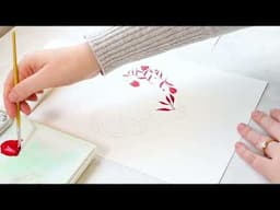 Easy Watercolor Red Floral Heart Valentine's Card Tutorial for Beginners