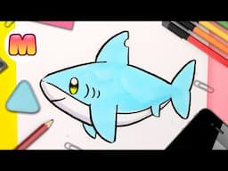 COMO DIBUJAR UN TIBURON KAWAII - Dibujos kawaii faciles - Como dibujar animales kawaii