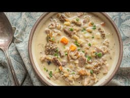 Cream of Goose Soup with Wild Rice and Mushrooms