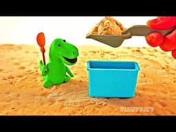 Dinosaur Sandbox Beach Playtime Stop Motion Playdough Cartoon video for kids