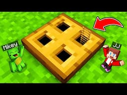 JJ and Mikey Build Secret TINY BASE Inside TRAPDOOR in Minecraft - Maizen