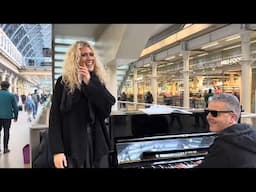 Blonde Bombshell Busks Ave Maria At The Piano