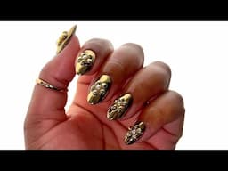 3D GOLD CHROME NAILS | BUILDER GEL | NATURAL NAILS⚜️