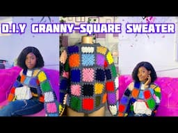 Crochet Granny-Square Sweater|Easy Sweater tutorial 🧶 #grannysquare #crochetsweater #crochetpattern