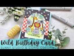 Wild Birthday Card | Sunny Studio Stamps | Copic Coloring a Boyish Birthday Card