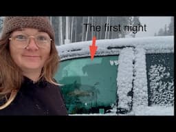 The first night sleeping in my Honda Pilot | making window covers #carlife #snow #ruby #travel