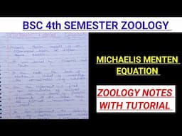 MICHAELIS MENTEN EQUATION||BSC 4th sem zoology notes #vbu #bbmku @ZOOLOGYNOTES #bhu #skmu