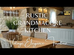 Rustic Grandmacore Kitchen Decor: Vintage Elegance & Wooden Furniture for a Warm and Inviting Space