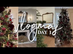 VLOGMAS Day 1: Decorating The Whole House for Christmas, Burgundy Tree + Tour