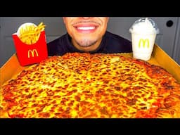 COSTCO CHEESE PIZZA MCDONALDSFRIES MUKBANG BIG BITES CHALLENGE REVIEW RECIPE ASMR JERRY MOUTH SOUNDS