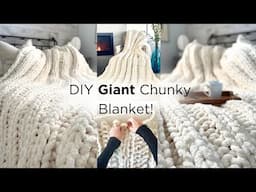 Easy Chunky Knit Blanket Diy | How To Make A Chunky Blanket With Your Hands 🧶 | Asmr Home Decor