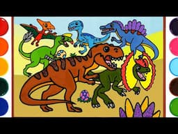 Dinosaur, Jelly Painting & Coloring for Kids | How to Draw Carnivorous dinosaur, Clay Drawing