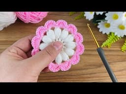 For the love of pink 🩷 you will love this crochet flower motif