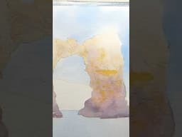 Quick watercolor process video for "Rocky Sea Arch" #watercolorseascape #painting