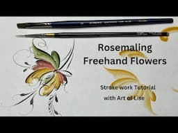 Freehand Rosemaling Flowers - Telemark - Freehand Painting flower tutorial - ASMR