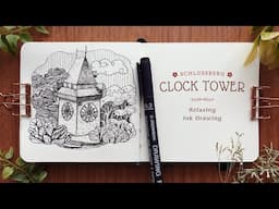 Clock Tower Ink Drawing Process