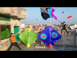 3 Big Monster Kite Catch Nasir Roof Abubaker| Big Pakistani Kite