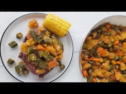 Whole Food Plant Based Dinner | Okra and Plantain Stew (Oil free)