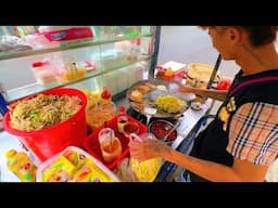 Under $2 ! Tattooed Man's BEST Fried Noodles, Mie Cha & Lort Cha | Cambodian Street Food