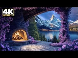 Fantasy Golden City of Lights & Crackling Fireplace | Reading Ambience in 4K with Matterhorn