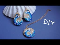 DIY🌊 Great Wave Earrings/How to Make Polymer Clay Jewelry /Handmade Making Tutorial/Ukiyoe Earrings