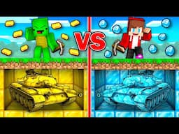Mikey GOLD vs JJ DIAMOND Tank Mine Battle in Minecraft - Maizen