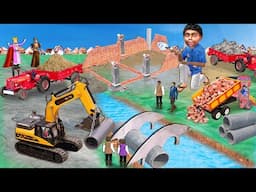 Mini Brick House Construction Truck JCB Excavator Pipe Bridge Hindi Kahaniya Hindi Moral Stories