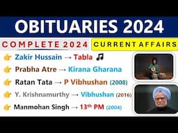 Obituaries 2024 Current Affairs | Person In News 2024 | चर्चित निधन 2024 | 2024 Current Affairs |