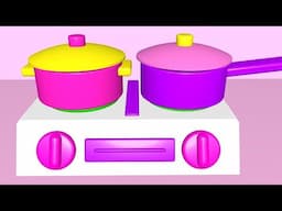 Toy kitchen cooking multicolor Pasta and cooking colorful color vegetables pink kitchen