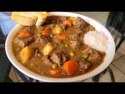 Homemade Stove top Beef stew | Made with seasoned beef, potatoes, carrots and peas