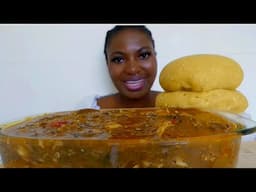 Asmr mukbang ogbono soup with eba fufu